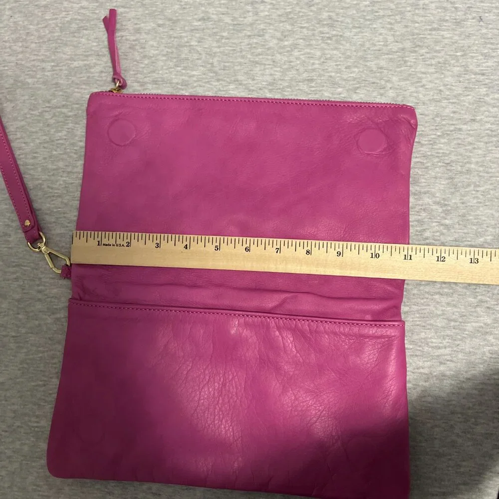Alberta Di Canio Pink Genuine Leather Wristlet Clutch Made In Italy With Gold-To